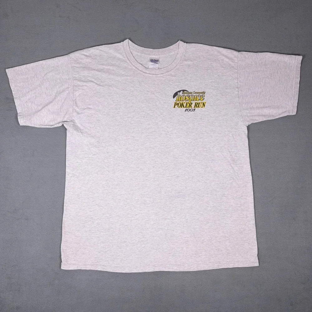 Vintage 2003 Poker Run Biker T-Shirt Chopper Motorcycle Gildan Ultra Cotton‎ XL